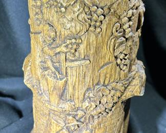 Vintage Carved Wine Country Harvest Resin Wine Holder Canister