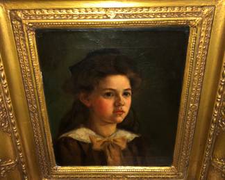 Oil on canvas of a young girl 