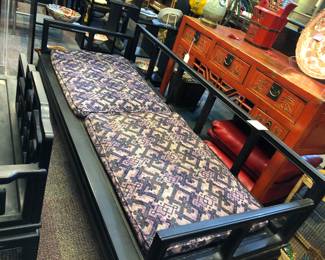 Large Chinese ebonized, wood opium  bed or sofa