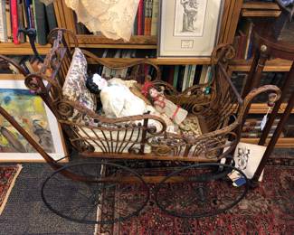 Antique, wicker, baby carriage