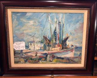 Charles Whitfield Richards oil on canvas Shrimp boat 