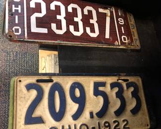 Ohio license plate collection 1910-1967 complete except for 1923