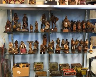 Swiss, Italian, German wood carved figurines