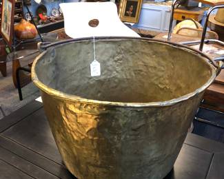 Large brass apple butter bucket