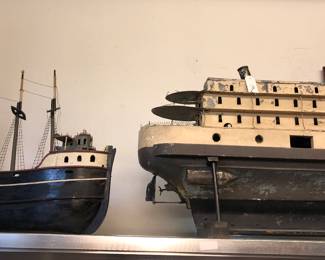 2 large antique model boats