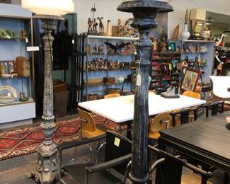 Large pair of iron church lamps