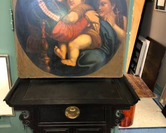 Ca. 1860 Mary & Christ painting on board 