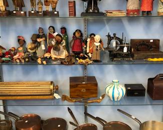 Antique copper cooking pots