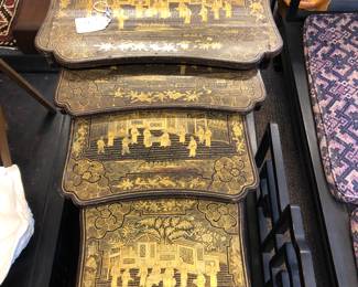 Set of antique Chinese lacquer nesting tables