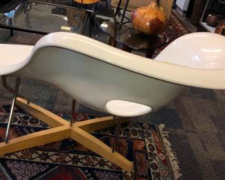 Eames style fiberglass sofa from back