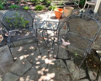 2 iron chairs