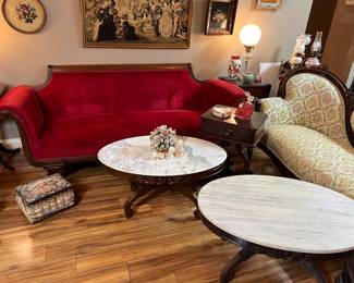 Red Victorian Sofa- Great Condition