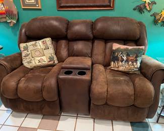 Leather Double Rocker Recliner.