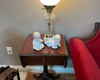 2 matching antique side tables