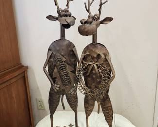 Pair of Metal Reindeer