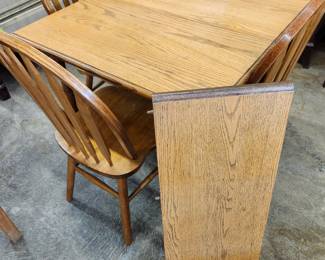 Oak Table with leaf and 3 Chairs