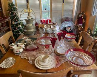 Lenox , large Indiana glass ruby red diamond point bowls