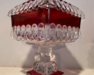 Vintage Westmoreland footed cranberry candy dish