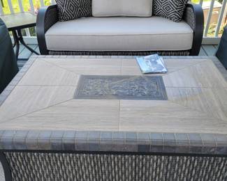 Outdoor furniture ( 2 gliders, 2 chairs and coffee table)