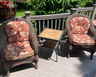 2 of 2 Conversation Arm Chairs & Tiled Accent Table