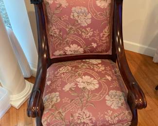 2 of 2 Victorian low chair w/rose medallion wood