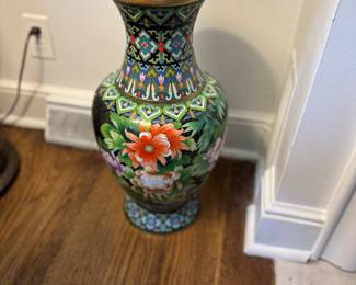 Vintage cloissonne large floor vase