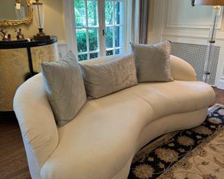 SOLD TWO avail! Custom Ivory Sofa  84x43x30 (Spot-cleaning recommended) 