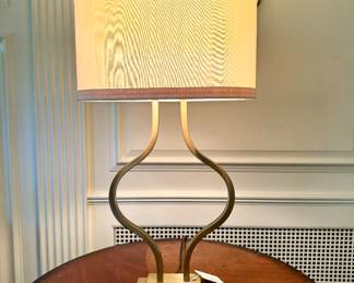 SOLD Bow Metal Table lamp with antique brass finish -  - 31.5 to finial