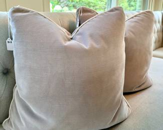 SOLD Decorative Pillow - custom Gray velvet with Off-white trim - (2 available)