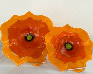 SOLD Artisan Glass Flower Decor Small  Large 