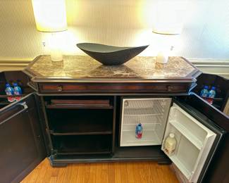 SOLD Bar Server w/ Fridge and Stone Top - Sells NEW for $1480 - 58x22x37
