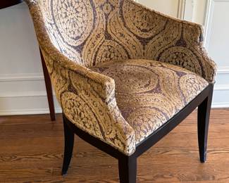 Elegant Cocoa and Taupe Textured Upholstered Side Chair - $350/each (2 available) 24x21x26
