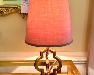 SOLD - Designer gold tone geometric table lamp -8x18