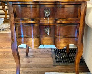 SOLD 2 drawer chest by john Richards with inlaid top (similar online for $2800 ) - - 26x18x28