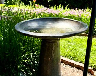 Black metal lovebird bird bath - $100 - 15x13x31