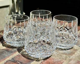 SOLD Set of 4 roly poly Lismore glasses by Waterford -
