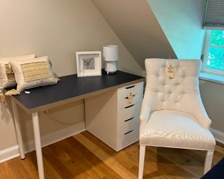 SOLD White Tufted Back Chair  by Resoration Hardware - SOLD