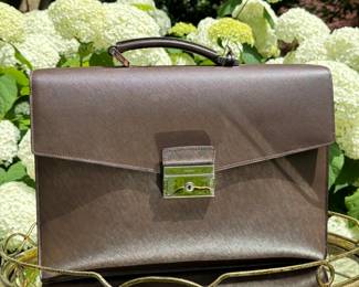 SOLD Prada Brown Leather Briefcase 15x4x11