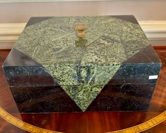 SOLD Maitland Smith veneered box with velvet interior - 13.5x10.5x6.5