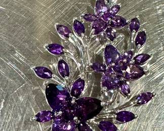 SOLD Amethyst Silver Brooch