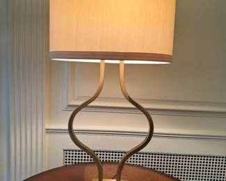 SOLD Modern Brown Metal Table Lamp with antique brass finish -. 31.5H