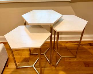 SOLD - Modern Hexagonal Nesting Tables . 