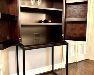 SOLD Crate and Barrel Bar Cabinet espresso color with raised detail -  32x20x66.5