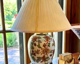 SOLD Wildwood hand painted porcelain table lamp -  17x24h; Map of the Soul book - SOLD  Reigning Men book -$30; Set of 6 coasters -$44