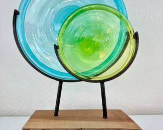 SOLD - Glass Art on Live Edge Wood 