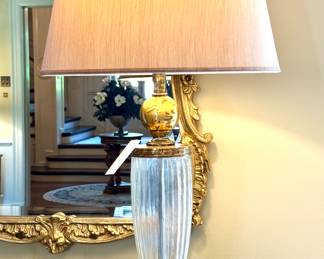 Aged Glass and Bronze decorative lamp by Wildwood - $350. 32”H