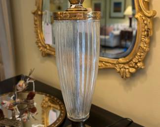 Wildwood lamp; Aged Glass and Bronze decorative lamp - $350. 32”H