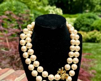 Kate Spade Gold Bow and Faux Pearl Necklace - $30