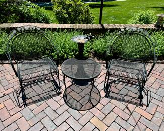 SOLD Woodward chairs and side table  - chairs - 28x27x35, table 23x18