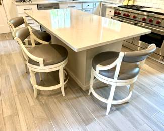 SOLD Taylor Swivel Counter Stool w/ Faux Gray Leather and Chrome Foot Rest by Woodbridge - 21x21x34